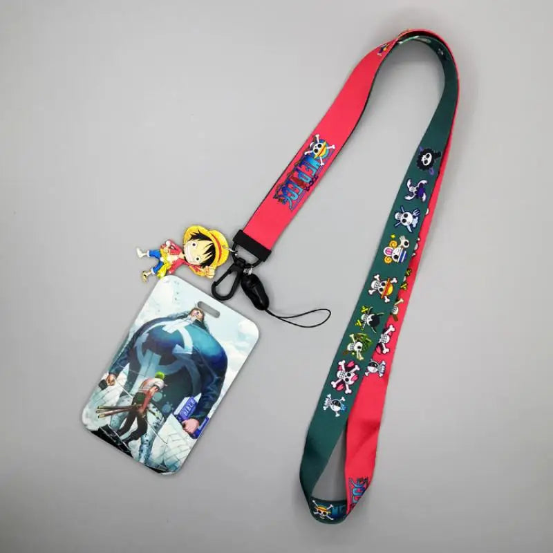 1 Set One Piece Anime Card Cases Card Lanyard Key Lanyard Cosplay Badge ID Cards Holders Neck Straps Keychains Luffy Zoro Ace