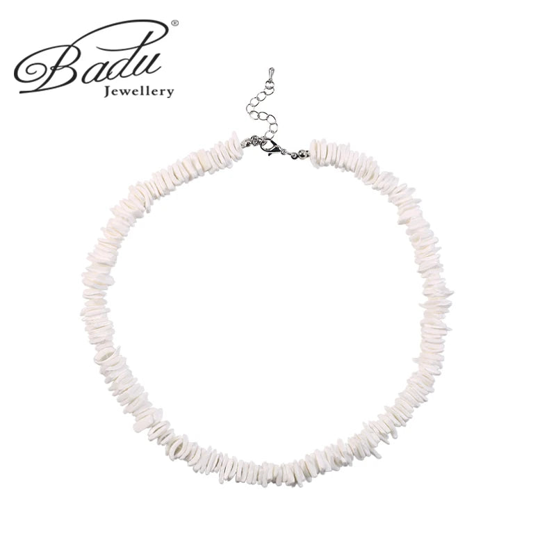 Badu Bohemia White Natural Shell Necklace Irregular Gravel Chip Puka Shell Necklace Women Choker Fashion Summer Beach Jewelry
