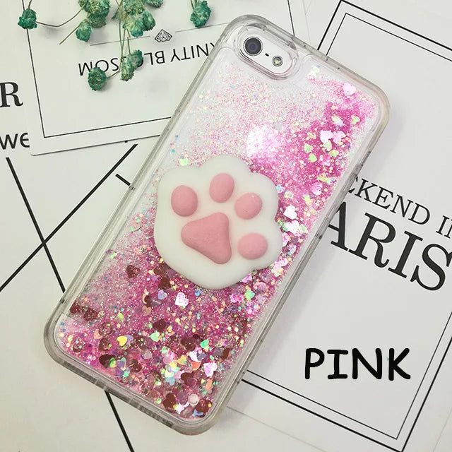 3D Squishy Cat Case For iPhone 5S SE 7 7 Plus Case Liquid Quicksand Glitter Silicone Case For iPhone 8 Plus Xs Xr 6s Cover Coque