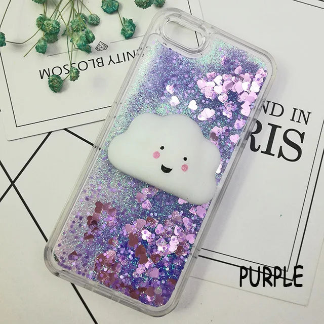 3D Squishy Cat Case For iPhone 5S SE 7 7 Plus Case Liquid Quicksand Glitter Silicone Case For iPhone 8 Plus Xs Xr 6s Cover Coque