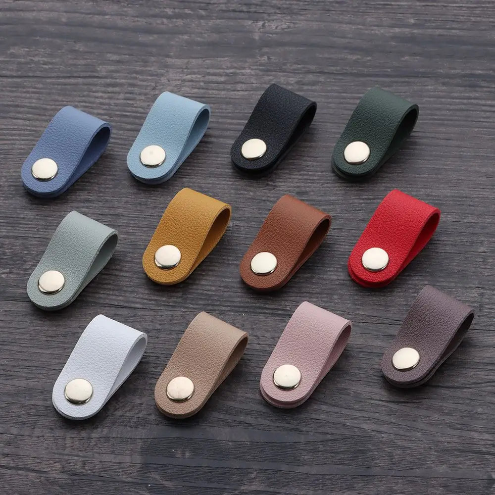 Cable Organizer Leather Wire Binding Data Cable Tie Management Bobbin Winder Marker Holder Tape Lead Straps Cord Holder