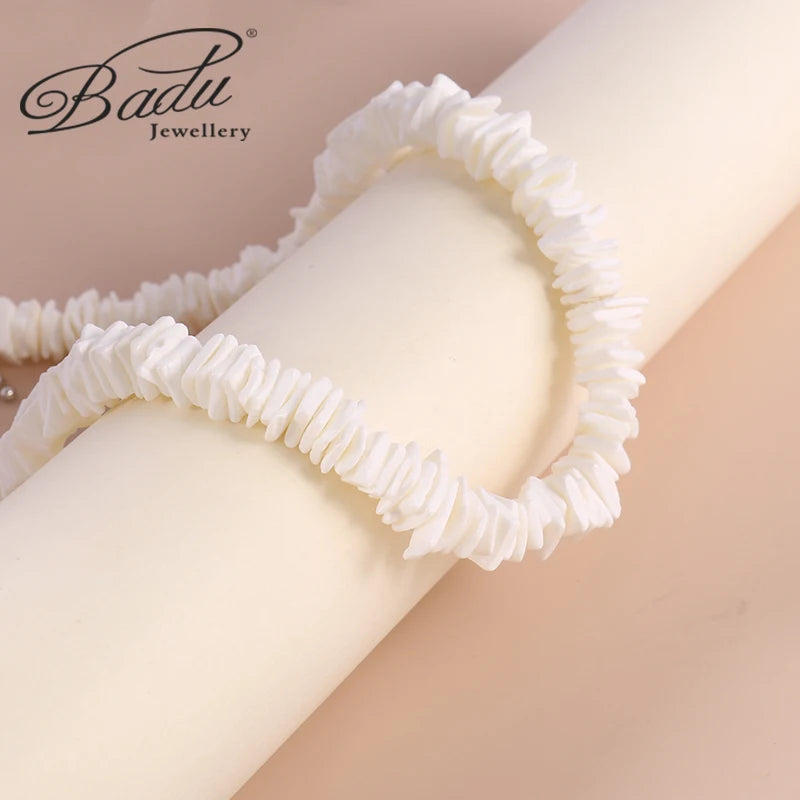 Badu Bohemia White Natural Shell Necklace Irregular Gravel Chip Puka Shell Necklace Women Choker Fashion Summer Beach Jewelry