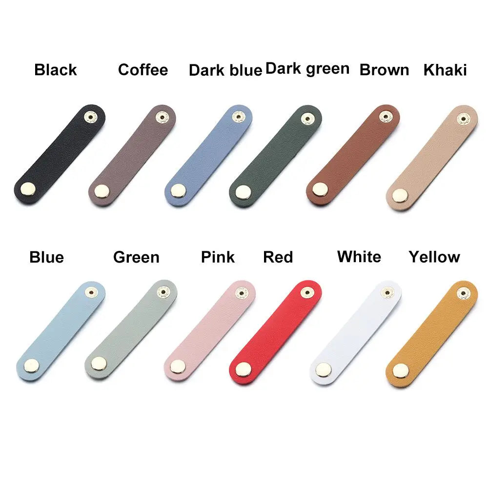 Cable Organizer Leather Wire Binding Data Cable Tie Management Bobbin Winder Marker Holder Tape Lead Straps Cord Holder