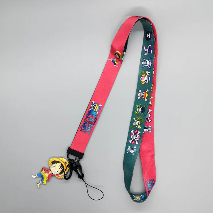 1 Set One Piece Anime Card Cases Card Lanyard Key Lanyard Cosplay Badge ID Cards Holders Neck Straps Keychains Luffy Zoro Ace