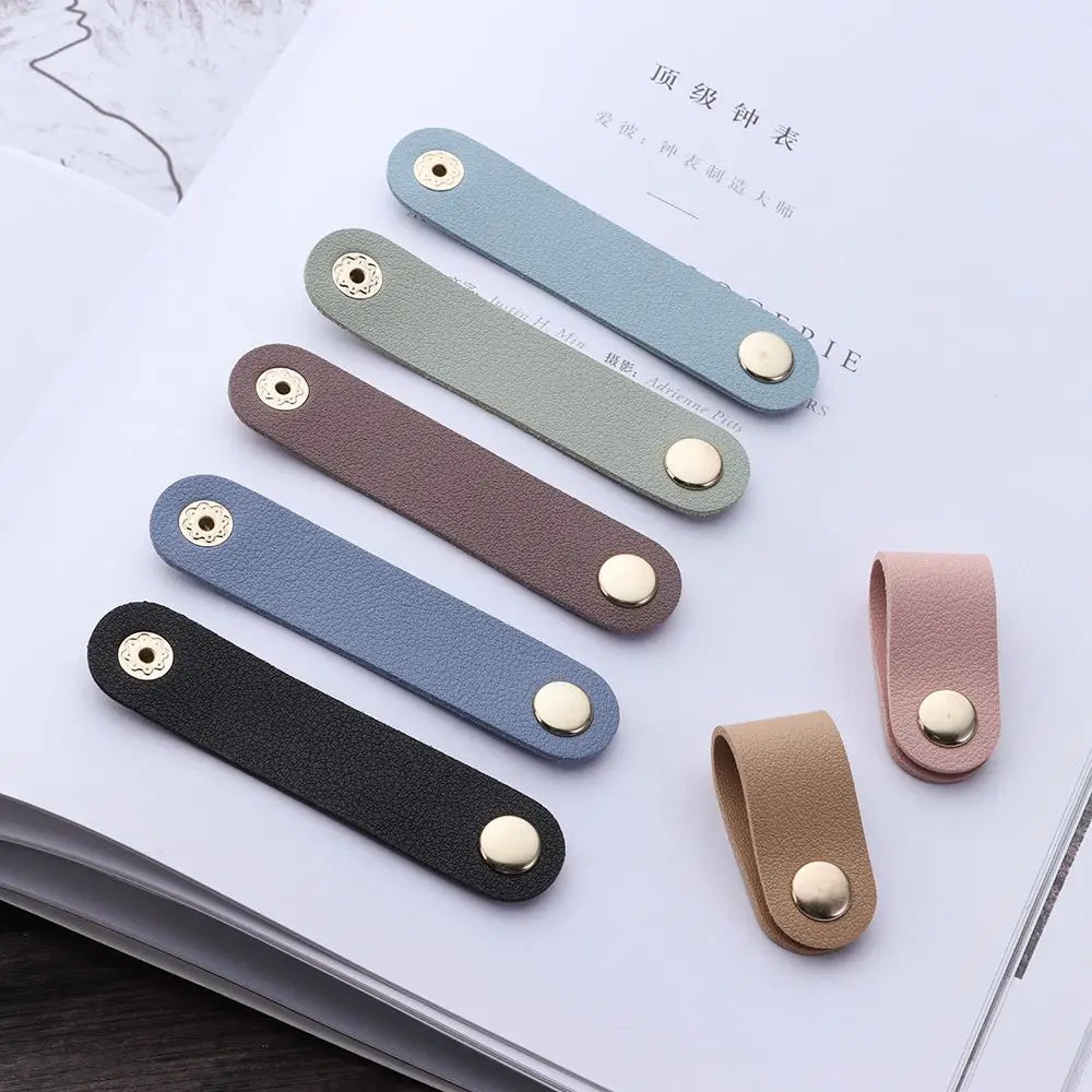 Cable Organizer Leather Wire Binding Data Cable Tie Management Bobbin Winder Marker Holder Tape Lead Straps Cord Holder