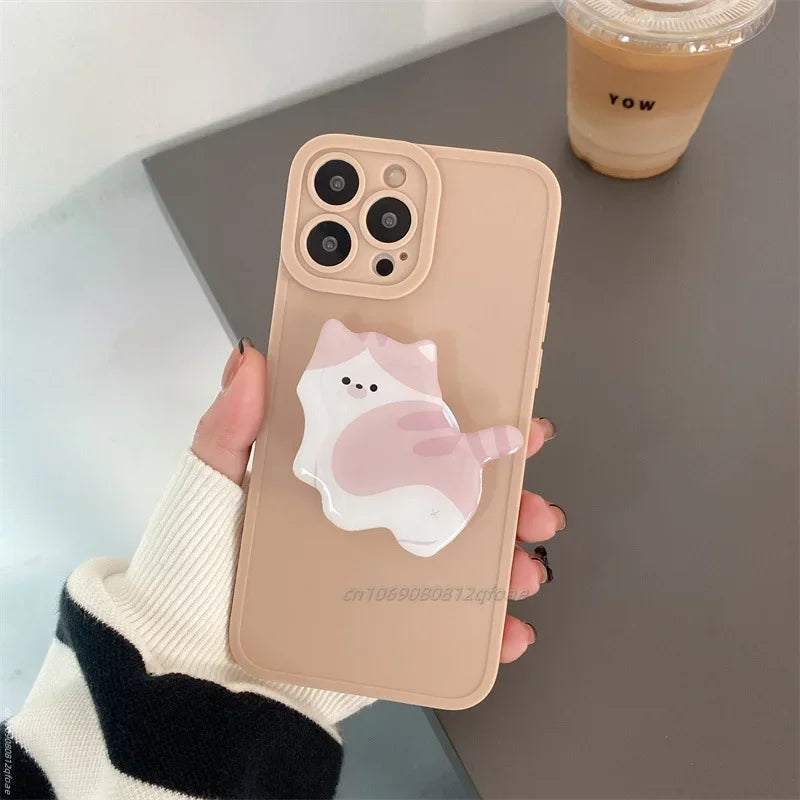 Korea Cute Cartoon Kitten Grip Acrylic Mobile Phone Holder Socket Stand Ring Cell Phone Support Bracket Smartphone Accessories