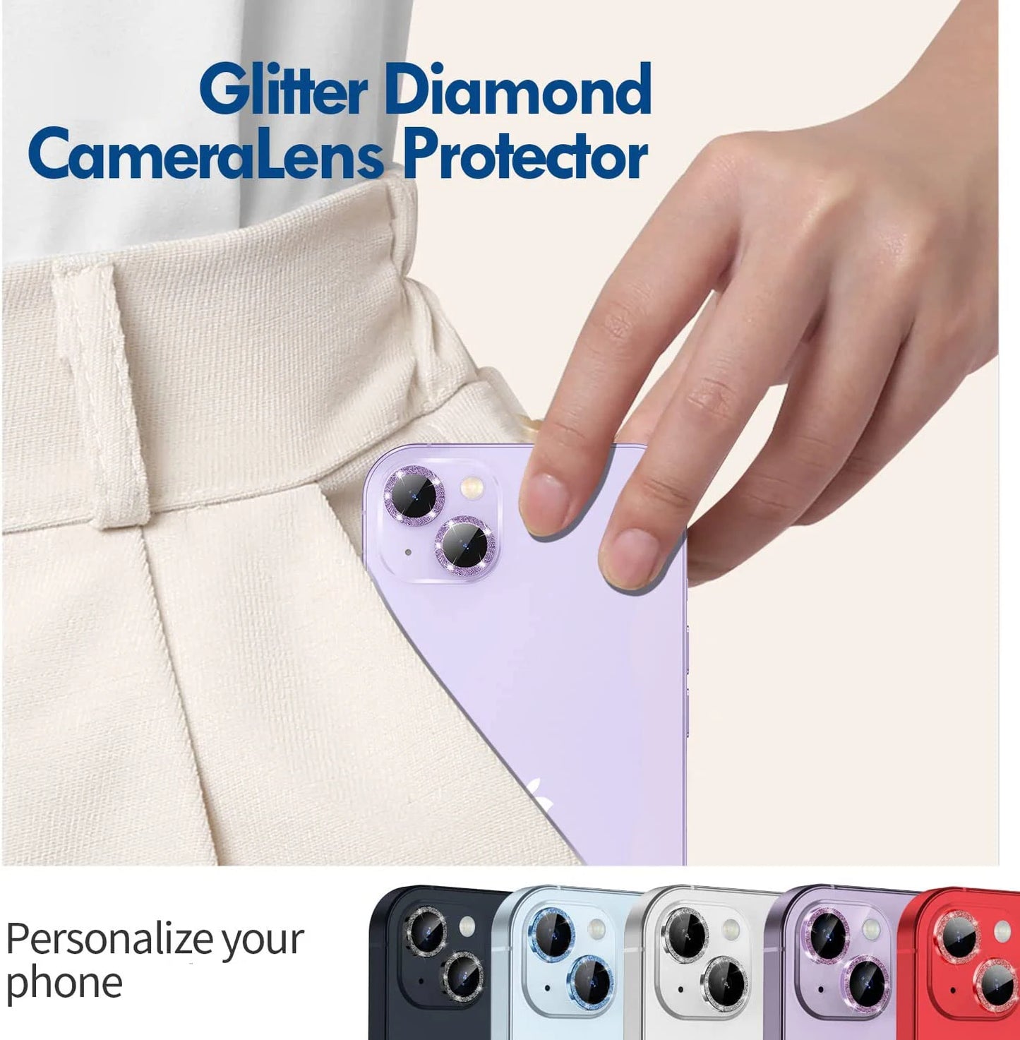 Diamond Glitter Camera Lens Protection For iPhone 16 Pro Max 16 Plus 15 Pro Max 14 Pro 16 Pro 15 Plus Glass Protector Accessory