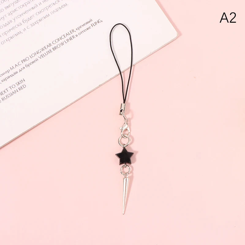 Kawaii Clear Heart Bow Knot Pendant Phone Charm Strap Camera Lanyard Sweet Cool Girl Jewelry Keychain
