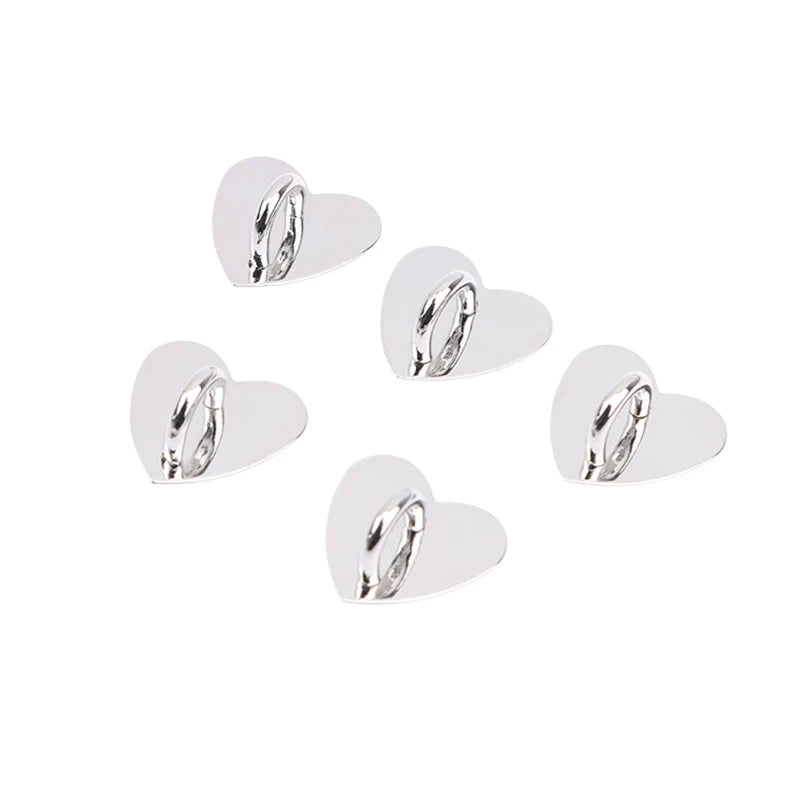 5Pcs Metal Heart Shaped Phone Charm Holder Love Heart Phone Finger Ring / Self Adhesive Mobile Phone Back Stand Hooks