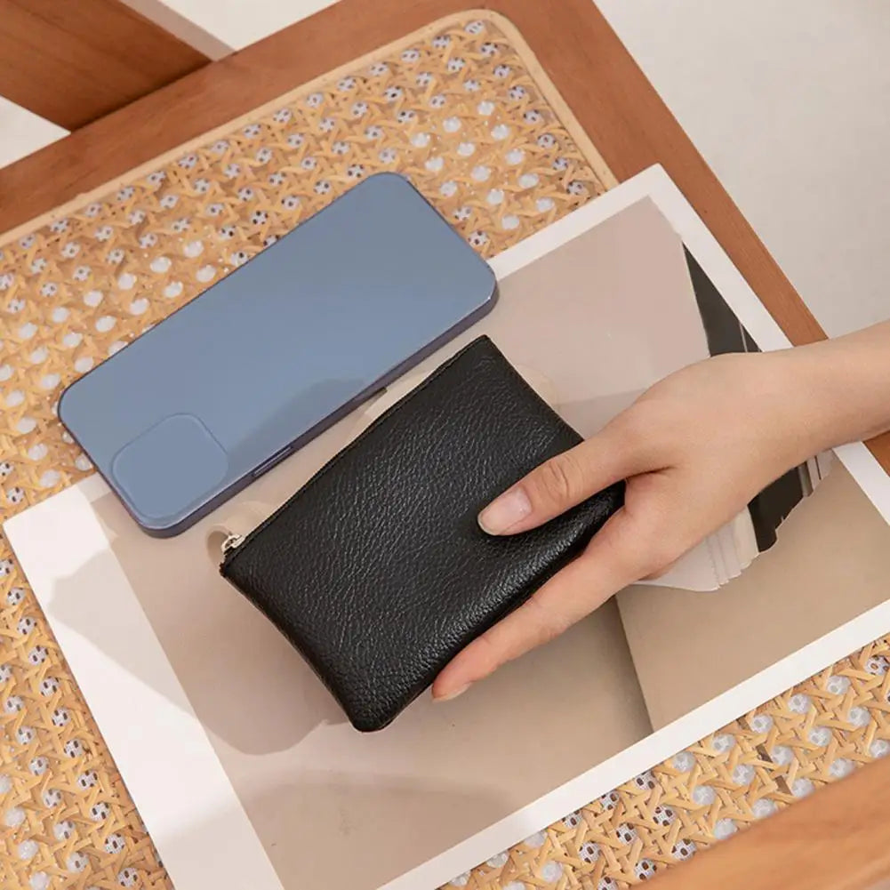 Women Wallet Mini Short Lychee Pattern Faux Leather Cards Holder Smooth Zipper Slim Wallet Coin Purse Money Case Shopping Use