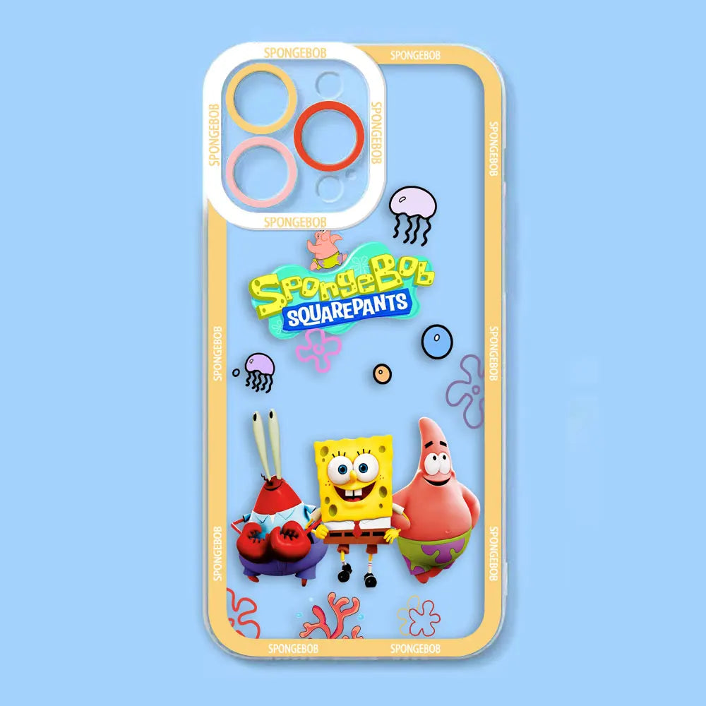 Cute Cartoon SpongeBob Patrick Star Angel Eyes Clear Phone Case For iPhone Apple 15 14 12 13 11 16 8 7 SE Plus X XR XS Max Case