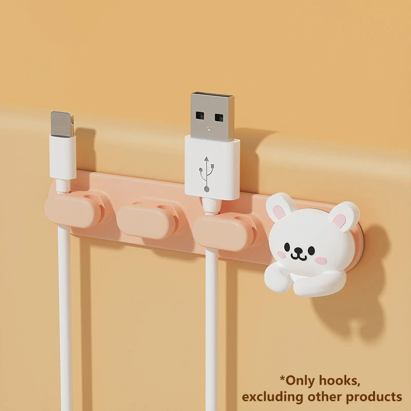 Cute Desktop Cable Organizers Holder Clips Desk Tidy Organiser Self Adhesive Cable Management Office Wire Cord Holder