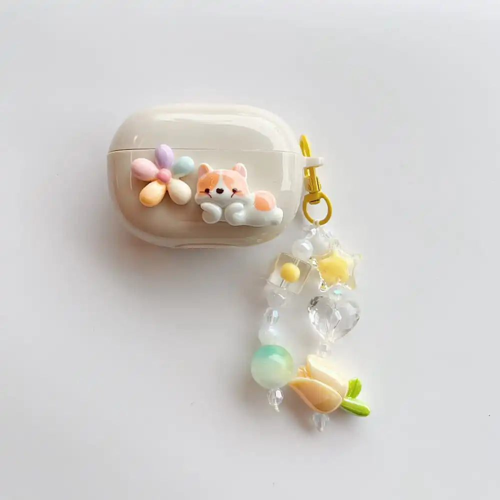 Hot Cute Cartoon Corgi Bow-knot Earphone Protective Case for Huawei Freebuds Pro 3 Hard Headphone Cover with Lovely Pendent