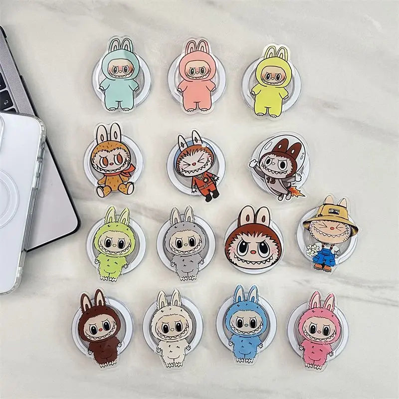Korean La Cute BuBu Cartoon Magnetic Phone Grip Tok Griptok Phone Holder Girl for IPhone 16 15 13 Samsung Universal Stand Holder