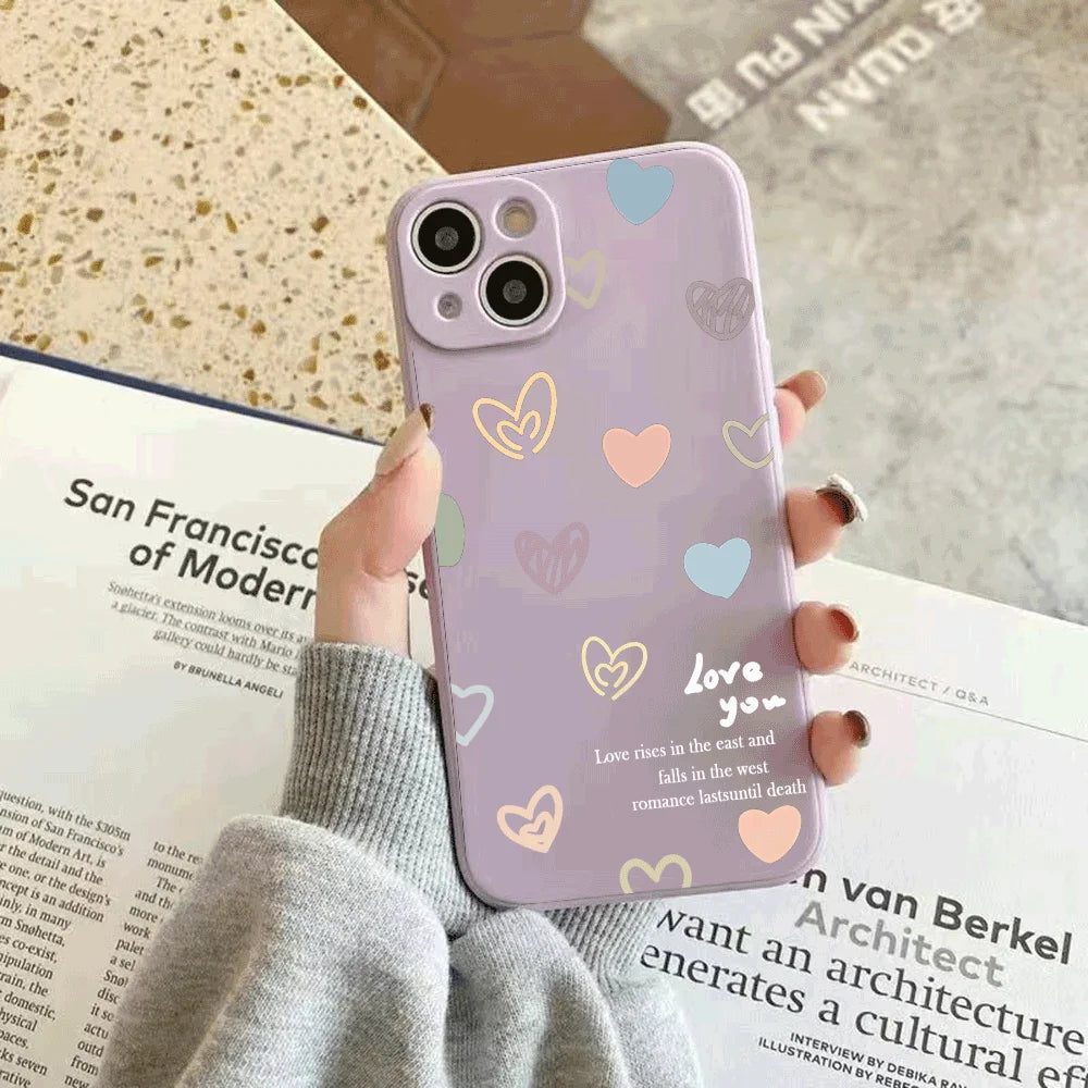 Phone Case for Xiaomi Redmi Note 14 13 12 11 10 9 8 7 14Pro Plus 4G 5G Anti-Scratch Slim Trendy Cover, Graffiti Love silicon