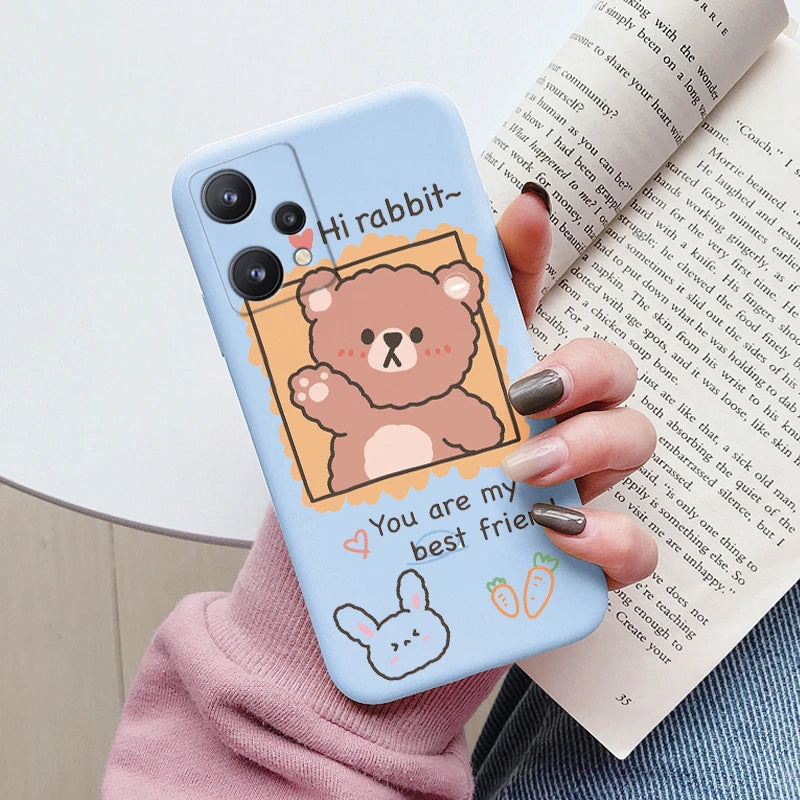 For Realme 9 4G Case 9 Pro Plus Cover Cute Heart Flower Back Cover Soft Silicone Protective Funda For OPPO Realme 9 Pro+ Shell