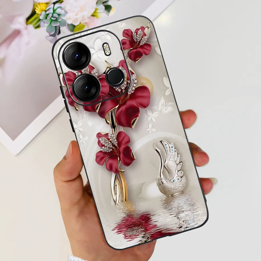 For Infinix Smart 7 HD Case Smart 7 Plus Soft Silicone Cover for Infinix Smart7 HD Capa Smart7hd Phone Cases Cute Dinosaur Funda