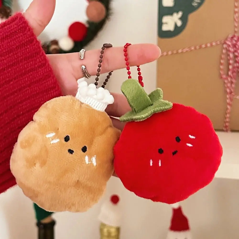 Funny Cartoon Food Plush Keychain Potato Croissant Tomato Plush Key Chain Soft Toys Bag Pendant Unisex