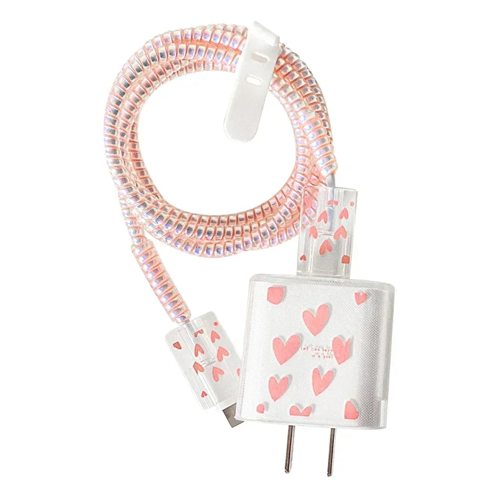 Charger Protectors Set for Apple 18/20W Fashion Cover Cable Winder Charging Wire Saver Organizer for IPhone 15 Pro Max 14 13