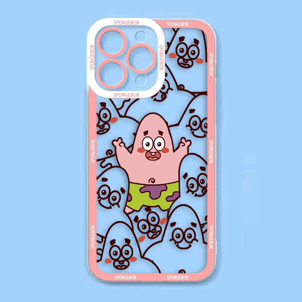 Cute Cartoon SpongeBob Patrick Star Angel Eyes Clear Phone Case For iPhone Apple 15 14 12 13 11 16 8 7 SE Plus X XR XS Max Case