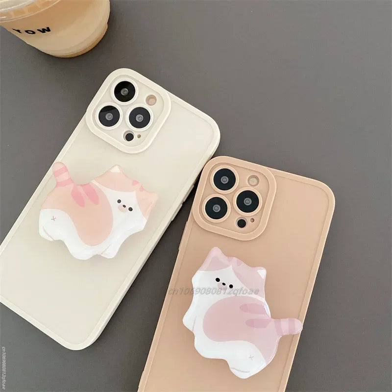 Korea Cute Cartoon Kitten Grip Acrylic Mobile Phone Holder Socket Stand Ring Cell Phone Support Bracket Smartphone Accessories