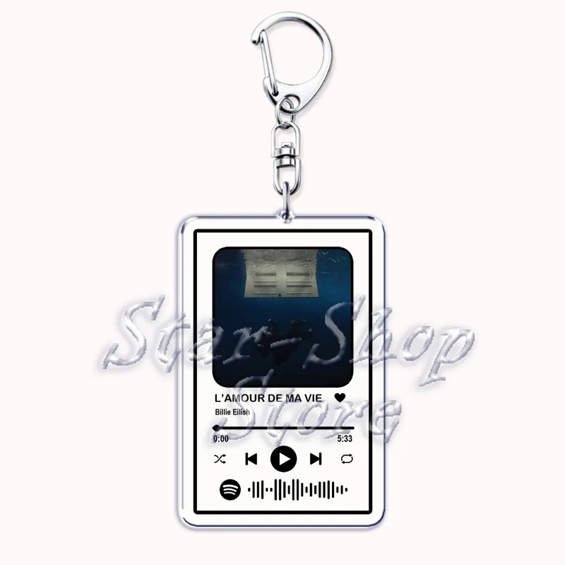 Popular Singer Keychain for Women Accessories HIT ME HARD AND SOFT Music Playlist Code Pendant Keying Jewelry Fans Friends Gifts