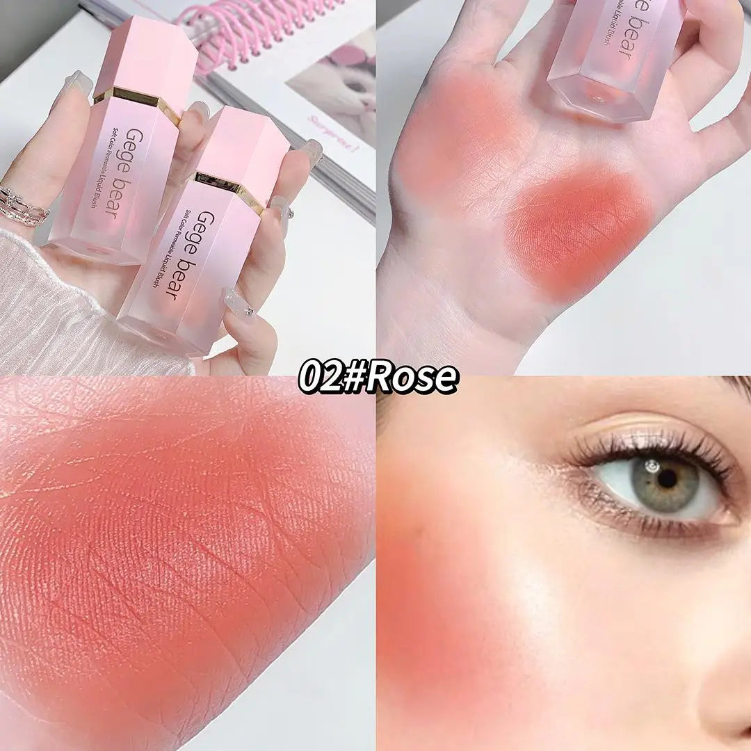 Gege Bear Liquid Blush Cream Smooth Velvet Matte Pink Blusher Natural Easy To Smudge Long Lasting Face Beauty Cosmetics