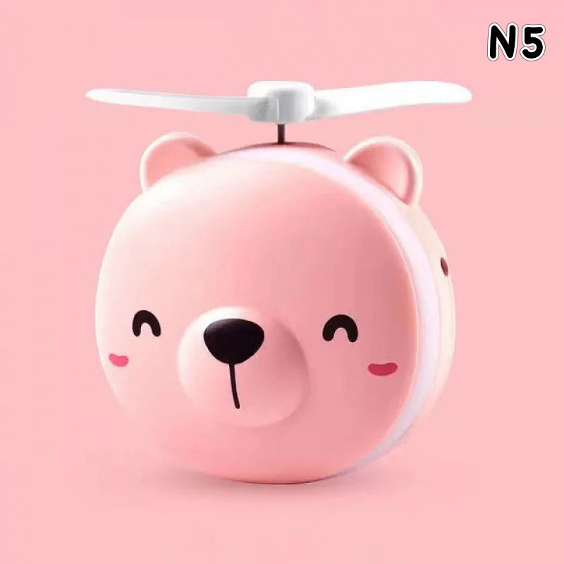 Cute Piggy Makeup Mirror With Led Light Handheld Cosmetic Mirror With Small Fan Girls Travel Portable Vanity Mirror HD Mirror