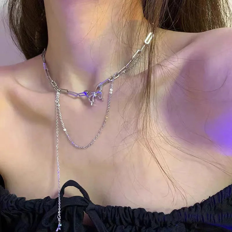 New Design Hollow Flower Stars Necklaces for Women Cute Niche Heart Pendant Clavicle Chain Korean Fashion Aesthetic Jewelry