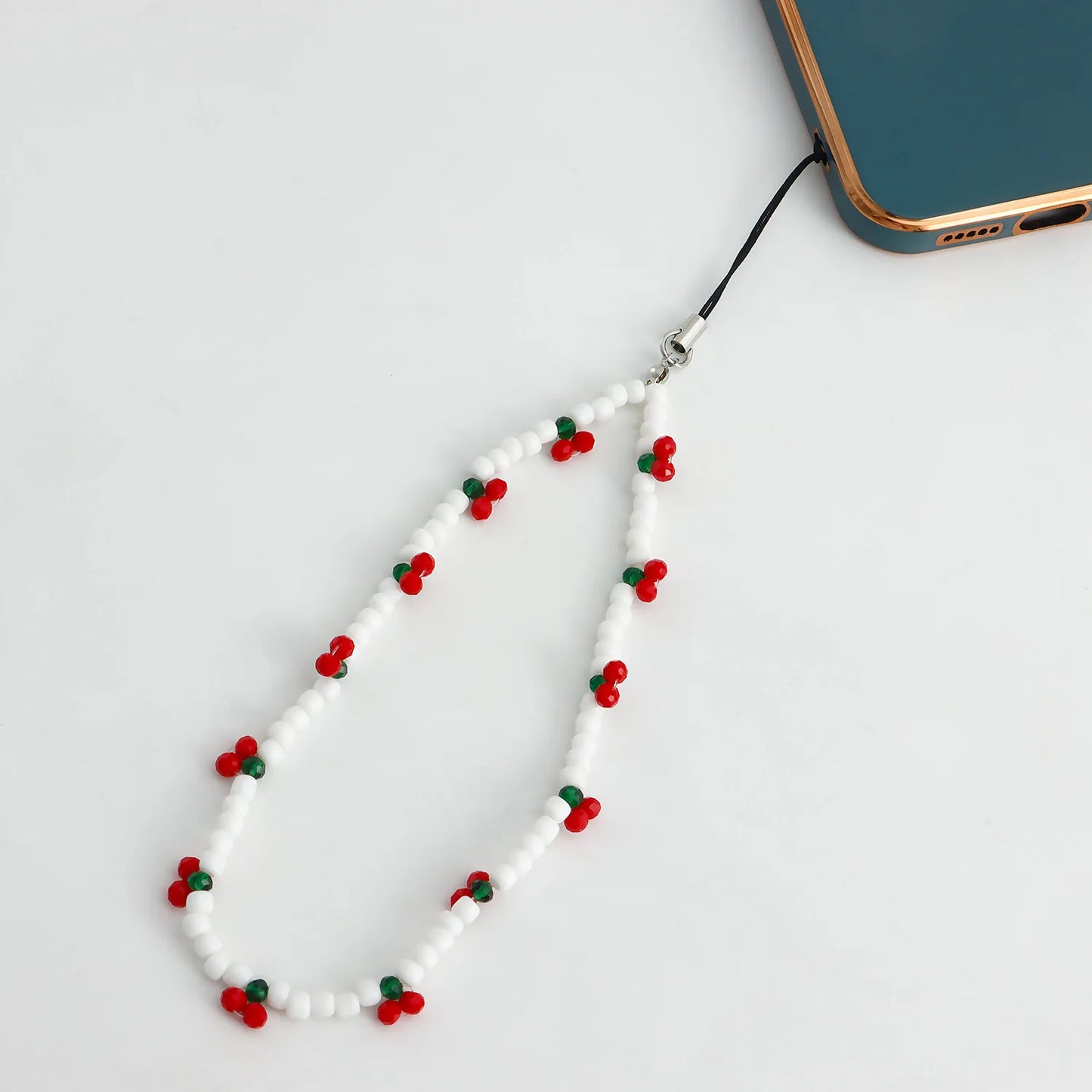 2023 Trendy Mobile Strap Phone Charm Cherry Beaded Phone Chain Jewelry For Women Anti-Lost Lanyard Gift Keychain Wholesales