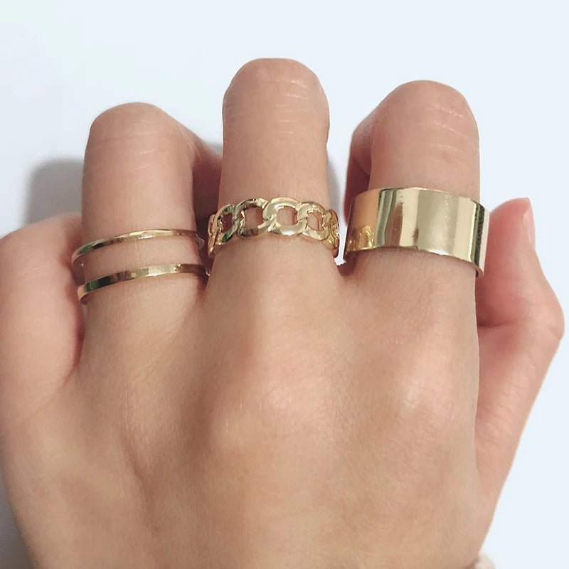 Boho Gold Color Heart Rings Set For Women Cubic Zirconia Star Moon Arrow Flower Finger Rings Female Trendy Jewelry Gifts
