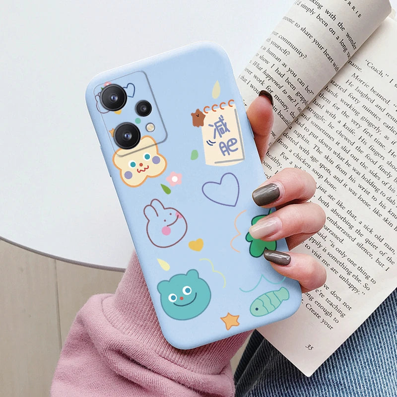 For Realme 9 4G Case 9 Pro Plus Cover Cute Heart Flower Back Cover Soft Silicone Protective Funda For OPPO Realme 9 Pro+ Shell