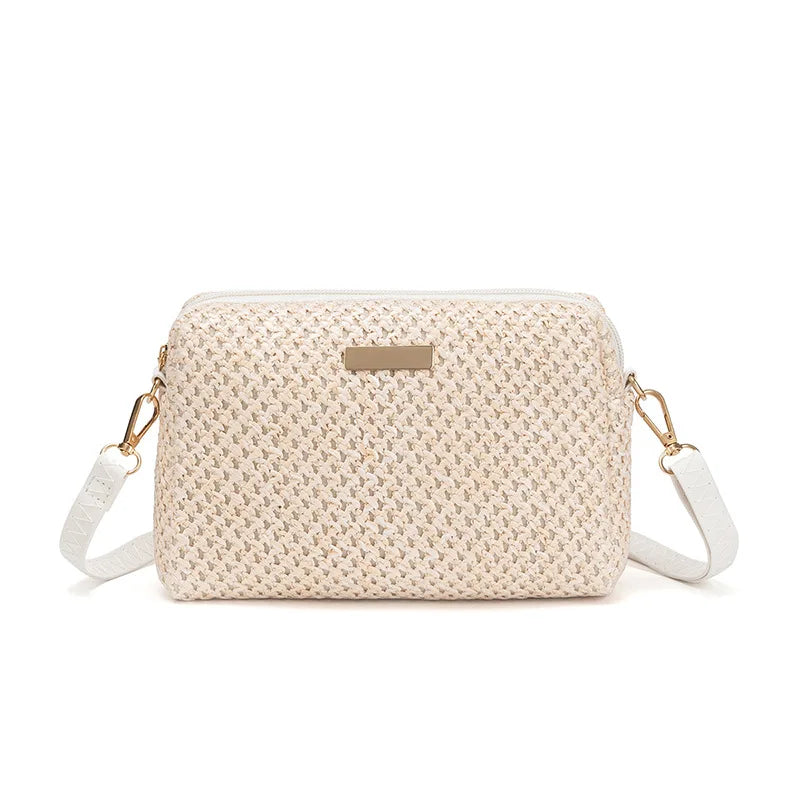 Solid Color Bag Women Woven Shoulder Bag Messenger Bag Fashion Straw Beach Bag Purses and Handbags Bolsa De Paja Drop Shipping