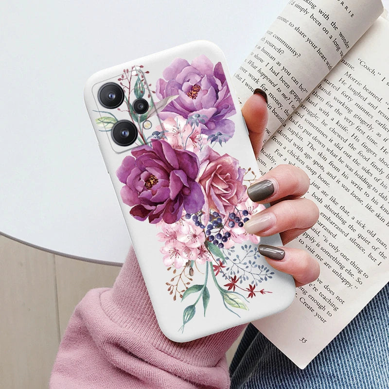 For Realme 9 4G Case 9 Pro Plus Cover Cute Heart Flower Back Cover Soft Silicone Protective Funda For OPPO Realme 9 Pro+ Shell