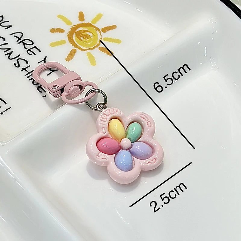 Resin Tulip Keychain Pendant Flower Girl Heart Cute Bag Ornament Headphone Key Case Decoration