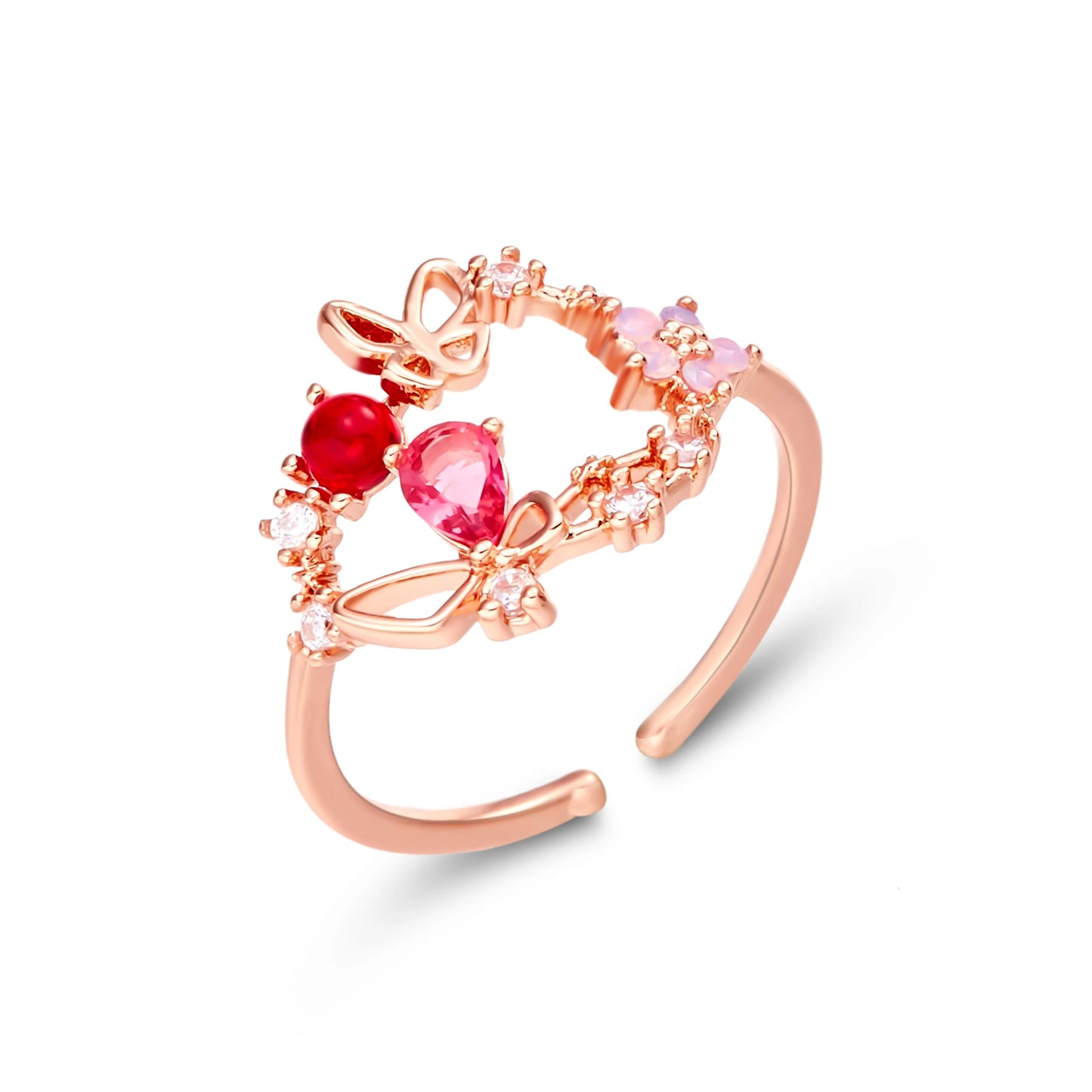Korean Delicate Flowers Rings for Women Girls Temperament Micro-inlaid Crystal Zircon Finger Rings Party Jewelry Accessories