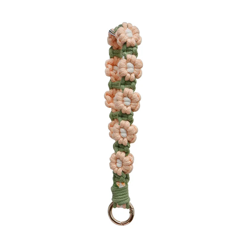 Artisan Crafted Handmade Mobile Accessory Flower Charm Woven Bag Pendant For Fashion Accessory Phone Decoration Gift Idea
