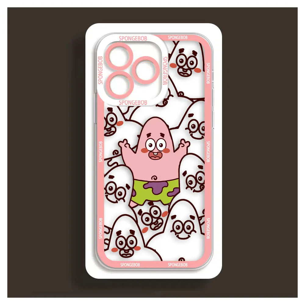 Cute Cartoon SpongeBob Patrick Star Angel Eyes Clear Phone Case For iPhone Apple 15 14 12 13 11 16 8 7 SE Plus X XR XS Max Case