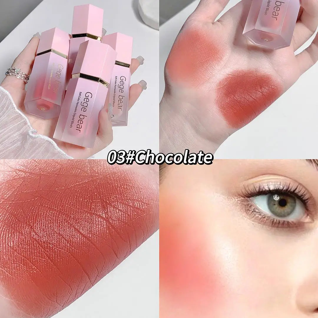 Gege Bear Liquid Blush Cream Smooth Velvet Matte Pink Blusher Natural Easy To Smudge Long Lasting Face Beauty Cosmetics