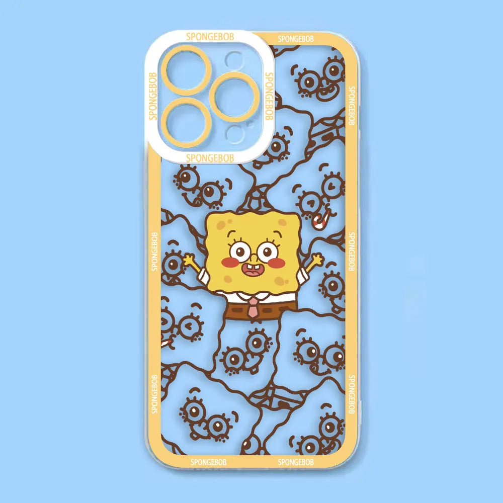 Cute Cartoon SpongeBob Patrick Star Angel Eyes Clear Phone Case For iPhone Apple 15 14 12 13 11 16 8 7 SE Plus X XR XS Max Case