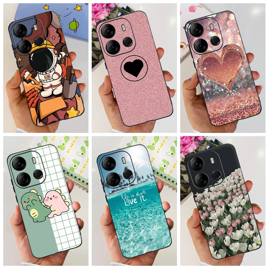 For Infinix Smart 7 HD Case Smart 7 Plus Soft Silicone Cover for Infinix Smart7 HD Capa Smart7hd Phone Cases Cute Dinosaur Funda