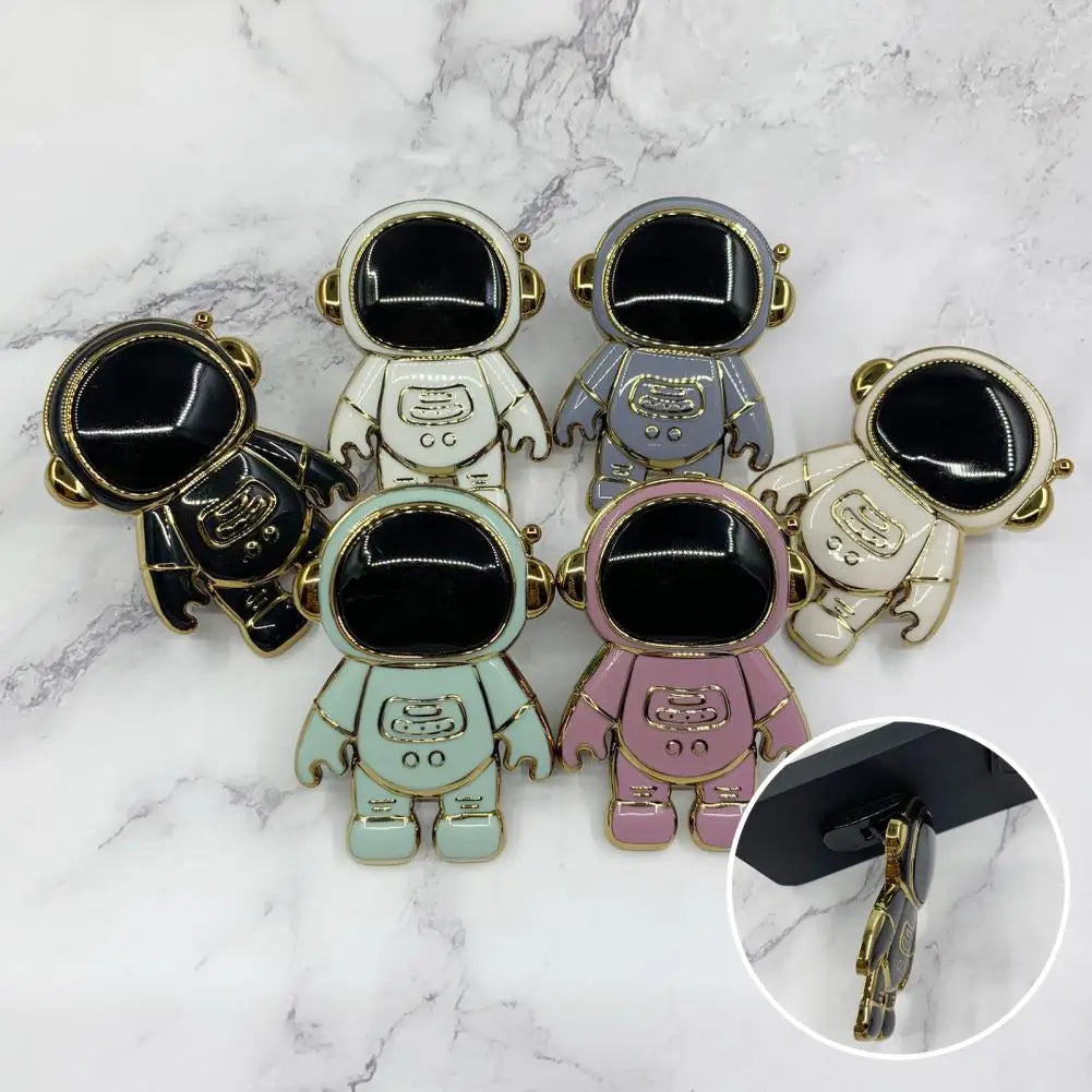 Creative Phone Holder Standing Smooth Surface Electroplated Astronaut Shape Phone Holder Desktop Phone Bracket Portable
