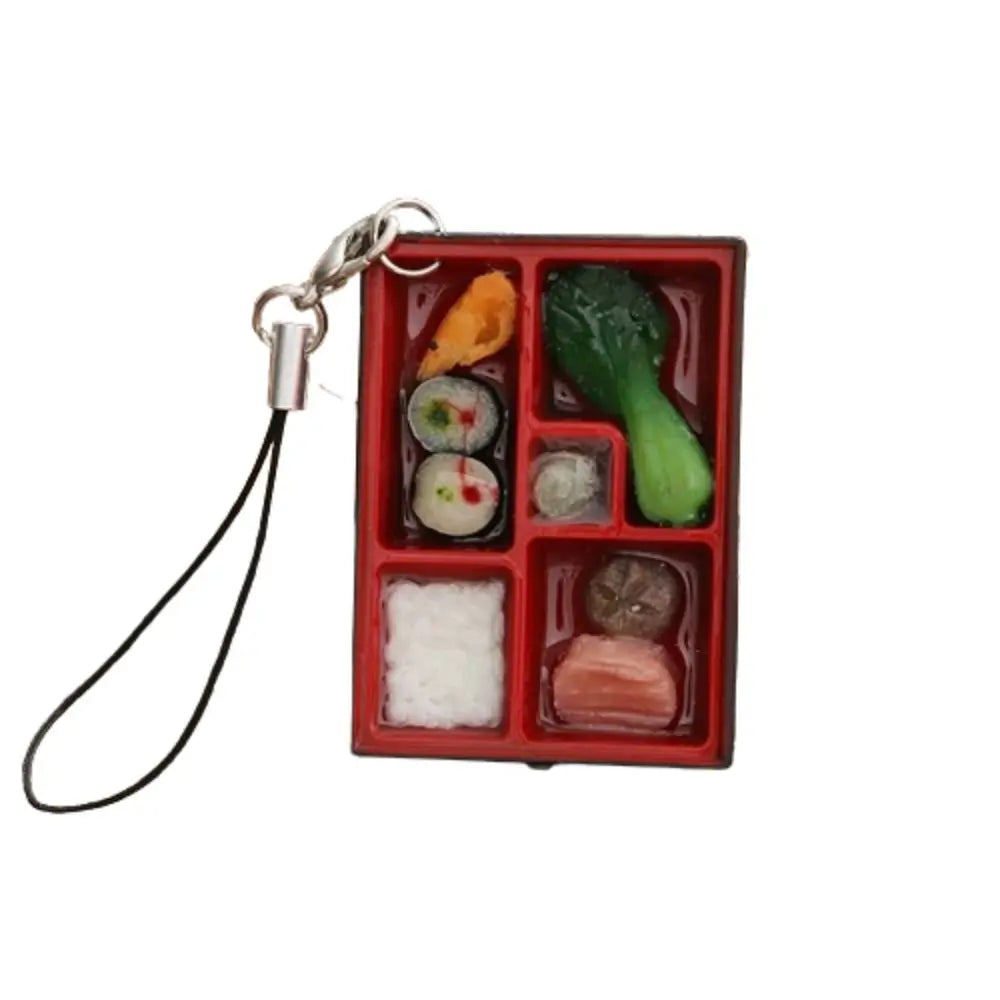 PVC Simulation Food Box Toy Keychain Scene Model Sushi Box Lunch Dollhouse Mini Sushi Keychain Creative Keyring