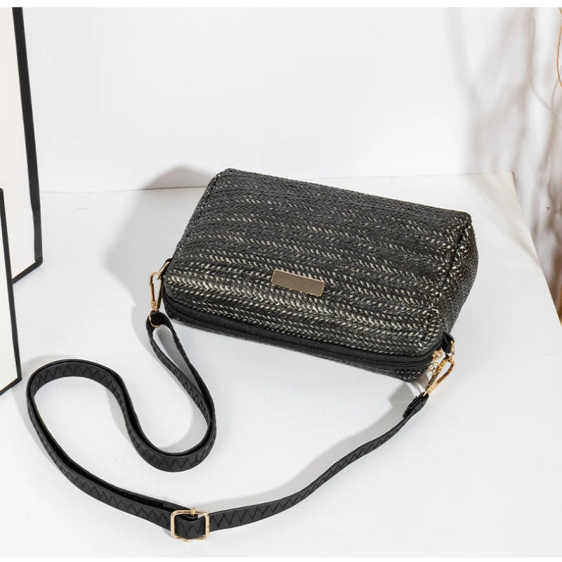 Solid Color Bag Women Woven Shoulder Bag Messenger Bag Fashion Straw Beach Bag Purses and Handbags Bolsa De Paja Drop Shipping