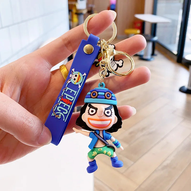 Anime One Piece Figures Keychain Monkey D. Luffy Nami Zoro Key Chain Car Bag Pendant Pvc Model Doll Decor for Friends Kids Gift