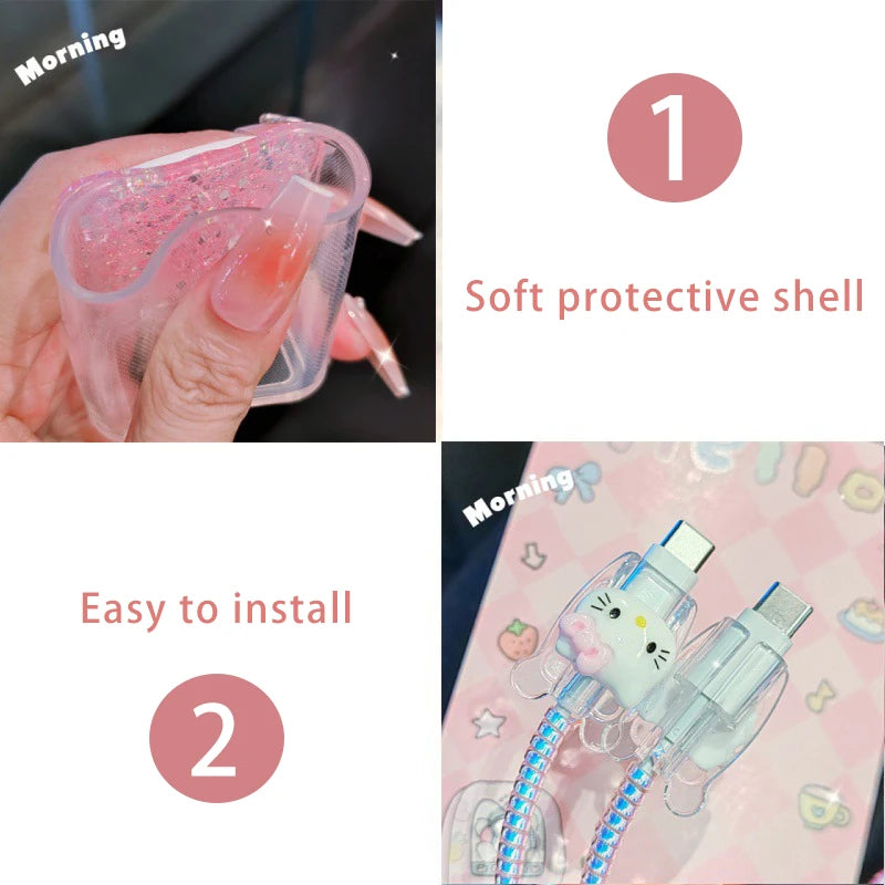 Sanrio Data Cable USB Protective Case Is Suitable for IPhone 20W Plug Cable Anti-break Fast Charging Cute Protective Case