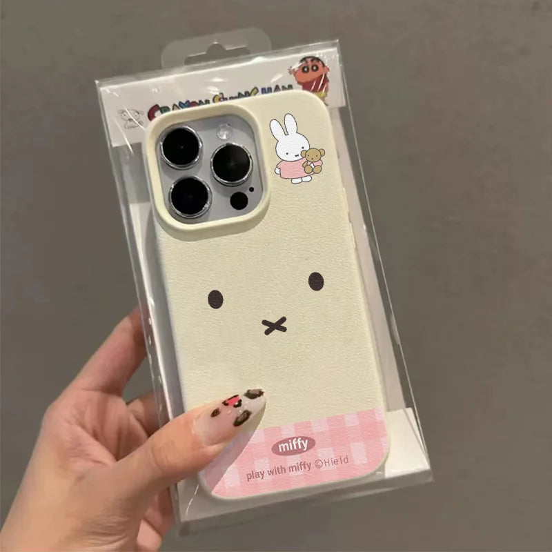 Miffy Kawaii Phone Case Cute Bear Miffy Rabbit Cartoon Iphone 16 15 14 13 All Inclusive Anti Fall Soft Shell for Couples