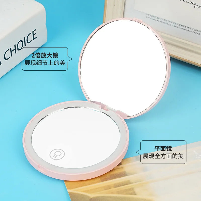 2x mini led mirror compact small pocket makeup mirrors for makeup cute make up mirror with lights