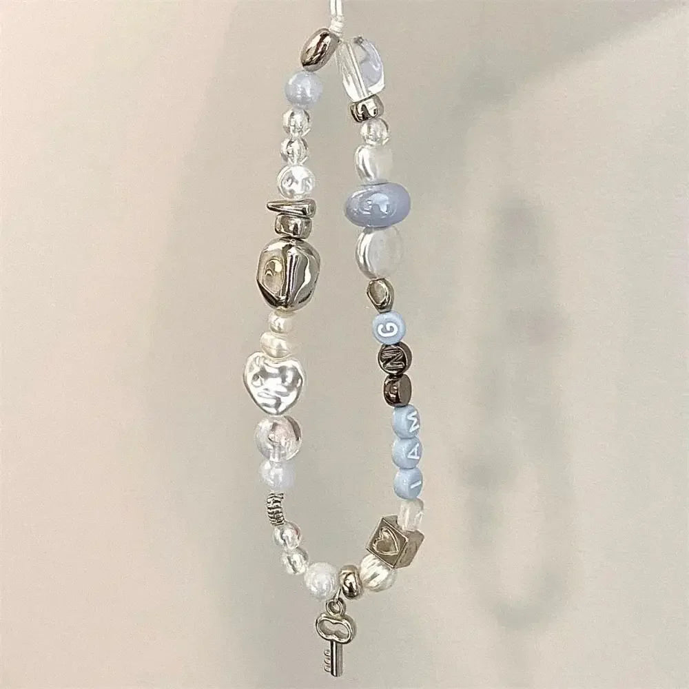 Hanging Cord Beaded Phone Chain Trendy Pendant Phone Charms Star Pearl Phone Strap Women Girls Handmade Summer Mobile Lanyard