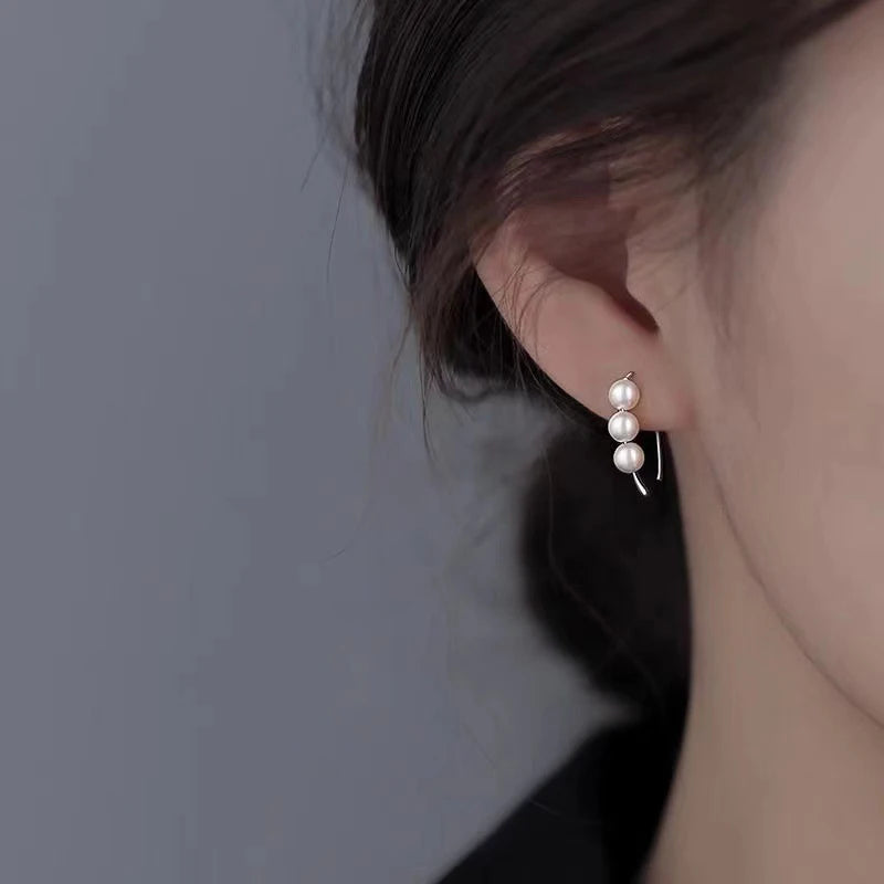 1Pair New Fashion White Pearl Stud Earrings Light Luxury Round Wedding Earrings For Woman Gifts Sweet Earring Girl Jewelry
